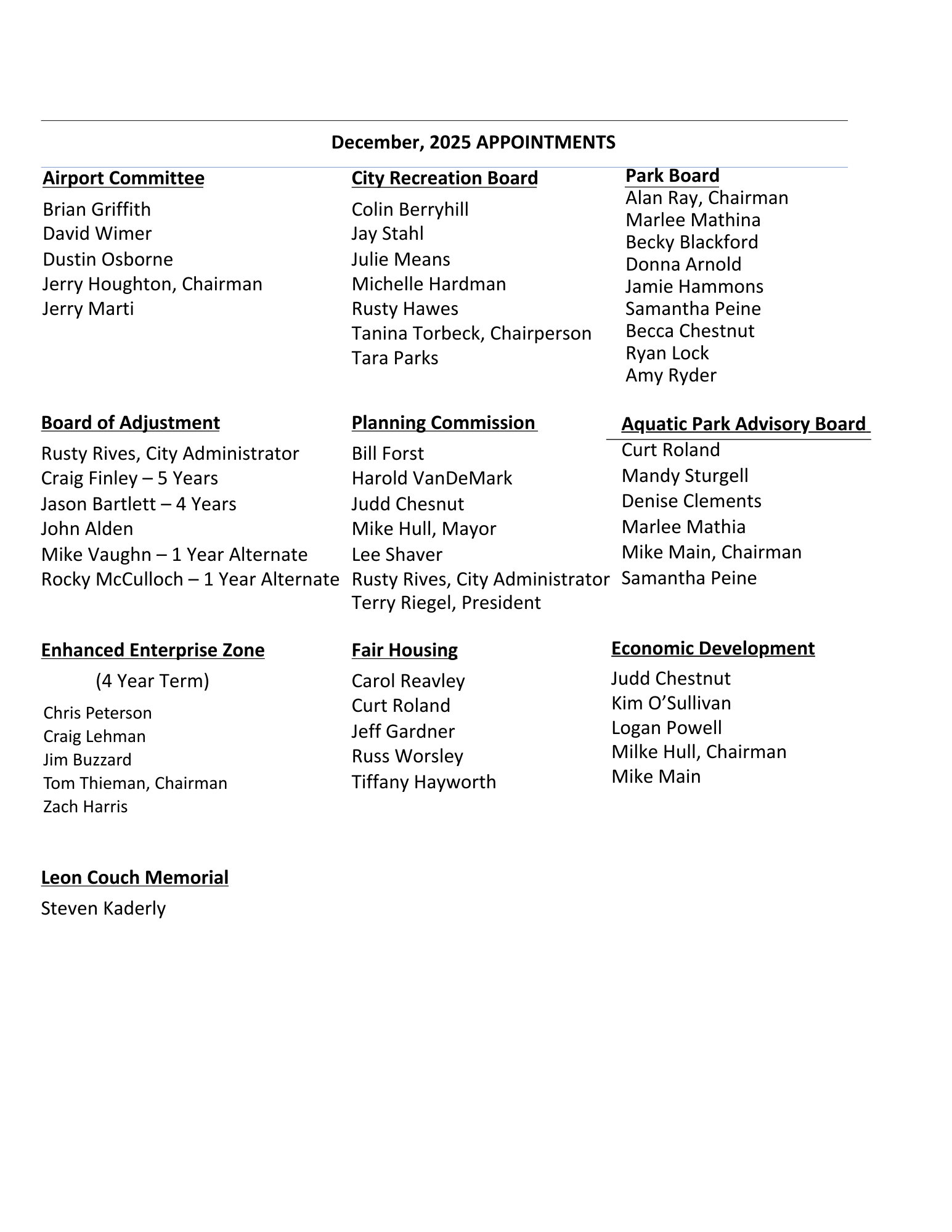 aPPOINTMENTS 2025 (2)